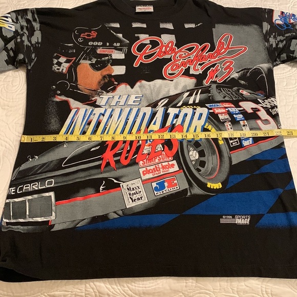 Vintage NASCAR 1996 Dale Earnhardt The Intimidator Rules AOP USA T-Shirt L - Picture 13 of 15